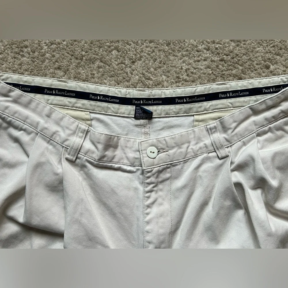Polo Ralph Lauren Men’s Hammond Classic Fit Reverse Pleat Pant Ivory 36/30 Vtg